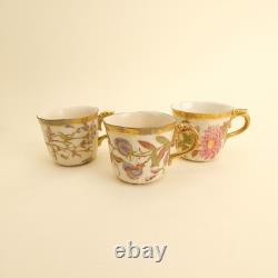 Royal Worcester Bone China Set of 6 Floral Blush Ivory Demitasse Cups & Saucers