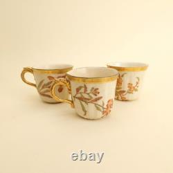 Royal Worcester Bone China Set of 6 Floral Blush Ivory Demitasse Cups & Saucers