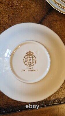 Royal Worcester GOLD CHANTILLY fine bone china dinner set for 56 made in England