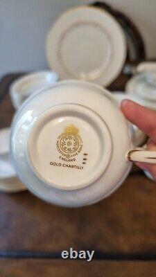 Royal Worcester GOLD CHANTILLY fine bone china dinner set for 56 made in England