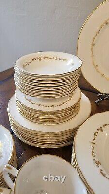 Royal Worcester GOLD CHANTILLY fine bone china dinner set for 56 made in England