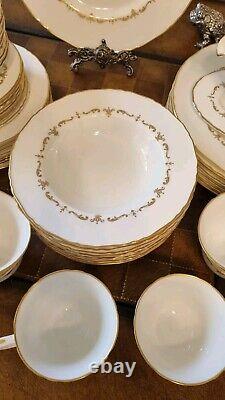 Royal Worcester GOLD CHANTILLY fine bone china dinner set for 56 made in England