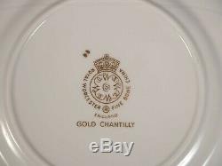 Royal Worcester Gold Chantilly Dinner set Plates Tureen Bowl England Bone China