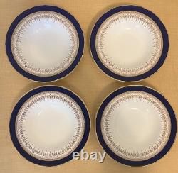 Royal Worcester REGENCY Blue Set of 4 Rim Soup Bowls 8 Fine Bone China