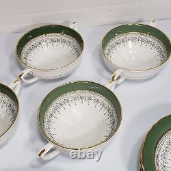 Royal Worcester Regency Fine Bone China England Green/Gray Dinnerware Set of 4
