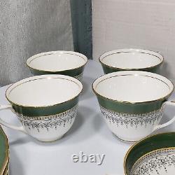 Royal Worcester Regency Fine Bone China England Green/Gray Dinnerware Set of 4