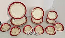 Royal Worcester Regency Ruby Dinner Set-5-Pc Place Settings for Six-England-EC