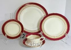Royal Worcester Regency Ruby Dinner Set-5-Pc Place Settings for Six-England-EC