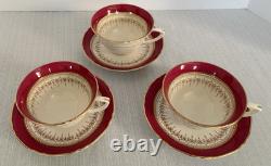 Royal Worcester Regency Ruby Dinner Set-5-Pc Place Settings for Six-England-EC