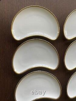 Royal Worcester Viceroy Gold Fine Bone China England Crescent Salad Plate Set 8