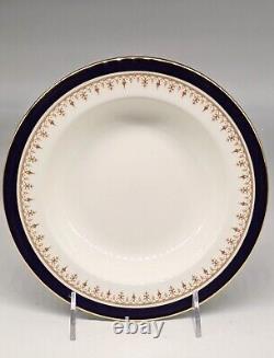 SET 4 Aynsley Bone China Leighton Cobalt and Gold rimmed soup Bowls