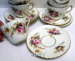 SET 7 DEMITASSES & CUPS FOLEY Fine Bone CHINA ENGLAND Roses Flowers