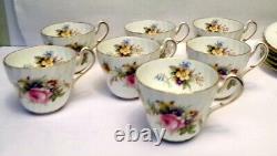 SET 7 DEMITASSES & CUPS FOLEY Fine Bone CHINA ENGLAND Roses Flowers