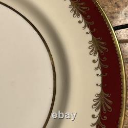 SET OF 4 AYNSLEY Burgundy GOLD Leaf Scroll PLATE 8013 BONE CHINA England 10.25