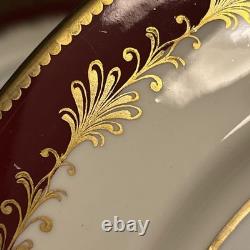 SET OF 4 AYNSLEY Burgundy GOLD Leaf Scroll PLATE 8013 BONE CHINA England 10.25