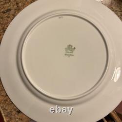 SET OF 4 AYNSLEY Burgundy GOLD Leaf Scroll PLATE 8013 BONE CHINA England 10.25