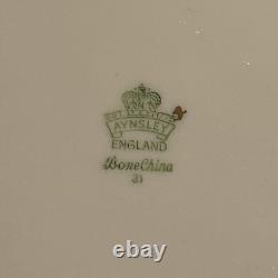 SET OF 4 AYNSLEY Burgundy GOLD Leaf Scroll PLATE 8013 BONE CHINA England 10.25