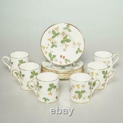 SET OF (6) WEDGWOOD ENGLAND WILD STRAWBERRY DEMITASSE CUPS With SAUCERS