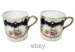 SET of 10 Antique ENGLISH Floral & Gilt Fine China PORCELAIN CUPS by AYNSLEY