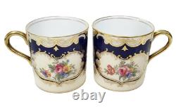 SET of 10 Antique ENGLISH Floral & Gilt Fine China PORCELAIN CUPS by AYNSLEY
