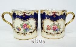 SET of 10 Antique ENGLISH Floral & Gilt Fine China PORCELAIN CUPS by AYNSLEY