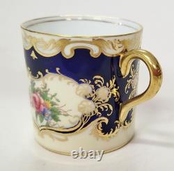 SET of 10 Antique ENGLISH Floral & Gilt Fine China PORCELAIN CUPS by AYNSLEY