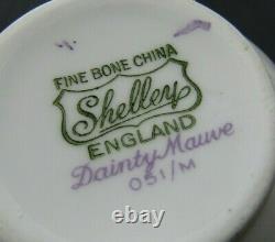 SHELLEY Dainty Mauve Teacup Saucer Plate Trio Set Bone China England