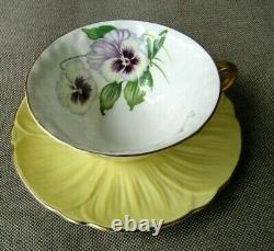 SHELLEY Pansy Yellow Oleander Teacup and Saucer Set England Bone China