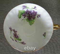 SHELLEY Violets Purple Oleander Teacup and Saucer Set England Bone China