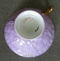 SHELLEY Violets Purple Oleander Teacup and Saucer Set England Bone China