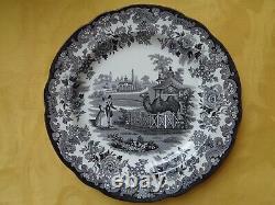 SPODE ARCHIVE COLLECTION Set of 6 Zoological 10 1/2 Plates Zoo Animals Black