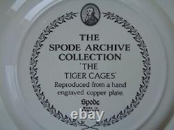 SPODE ARCHIVE COLLECTION Set of 6 Zoological 10 1/2 Plates Zoo Animals Black
