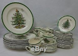 SPODE china England CHRISTMAS TREE pattern 72-piece SET SERVICE for 12 with cereal