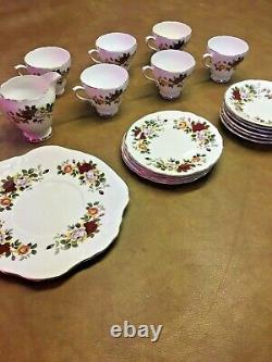 SUTHERLAND STAFFORDSHIRE ENGLAND FINE BONE CHINA Floral Tea Set And Plate