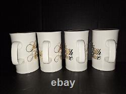 Saks Fifth 5th Avenue Gold White Mug Coffee Bone China England Set of 4