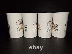 Saks Fifth 5th Avenue Gold White Mug Coffee Bone China England Set of 4