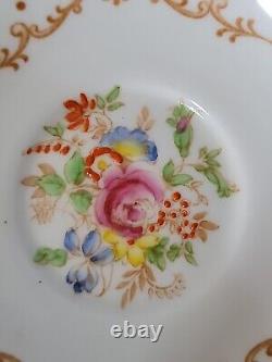 Salisbury Fine Bone China Cup Saucer Set England Floral Dots Scrollwork Vtg