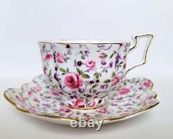 Salisbury Handpainted Bouquet Teacup and Saucer Set Bone China England N2753