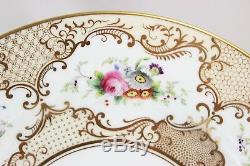 Set 10 Gilt Dinner Plates Antique Coalport Bone China England 6410 Gold Flowers