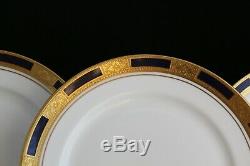 Set 12 Aynsley Fine England Bone China Empress Cobalt Blue Gold Salad Plates