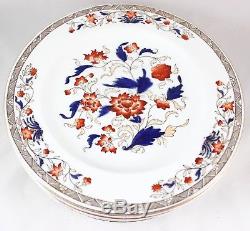 Set 12 Dinner Plates Wedgwood Bone China England X89i0 Imari Cobalt Blue Gold
