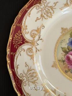 Set 12 Royal Worcester England Hand Painted Floral Dinner Plates