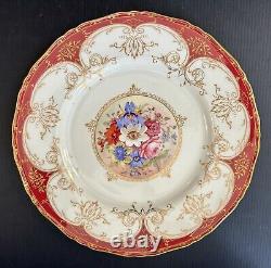 Set 12 Royal Worcester England Hand Painted Floral Dinner Plates