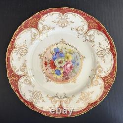 Set 12 Royal Worcester England Hand Painted Floral Dinner Plates