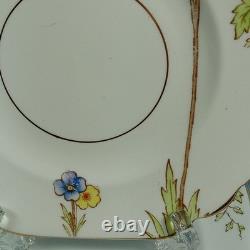 Set 13 Rosina Bone China England Square 6 Plates Art Deco Floral Gold Edge