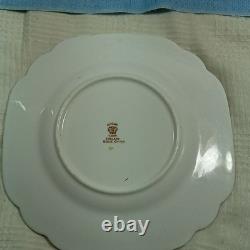 Set 13 Rosina Bone China England Square 6 Plates Art Deco Floral Gold Edge