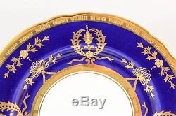 Set 4 Bread Plates Aynsley China England 8225 Cobalt Blue Raised Gold Encrusted