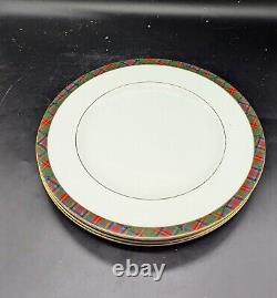 Set/4 Ralph Lauren Highland Wedgewood Tartan Bone China Dinner Plate ENGLAND