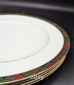 Set/4 Ralph Lauren Highland Wedgewood Tartan Bone China Dinner Plate ENGLAND