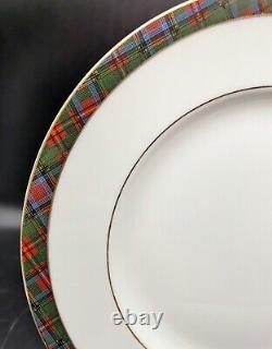 Set/4 Ralph Lauren Highland Wedgewood Tartan Bone China Dinner Plate ENGLAND